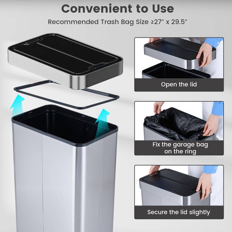 Load image into Gallery viewer, Goplus 16 Gallon Kitchen Trash Can | Slim Automatic Touchless Trash Bin for Kitchen Bedroom
