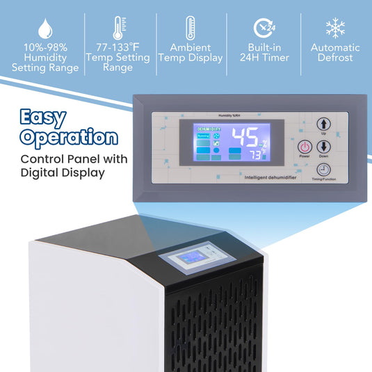 250 Pints Commercial Dehumidifier with Drain Hose, Industrial Heavy Duty Dehumidifier