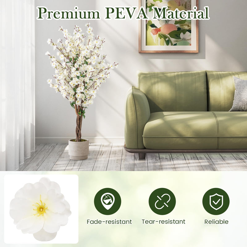 Load image into Gallery viewer, Goplus 47” Faux Plum Blossom Plant with White Fabric Flower
