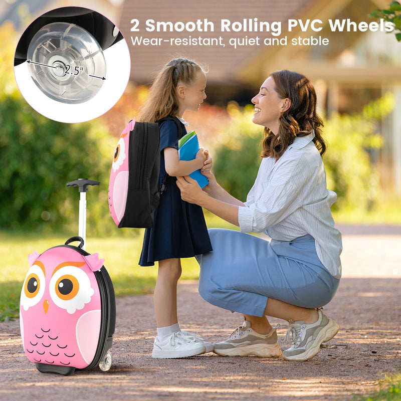 Load image into Gallery viewer, Goplus 2PC Kids Carry On Luggage Set, 16&quot; Rolling Suitcase &amp; 12&quot; Backpack
