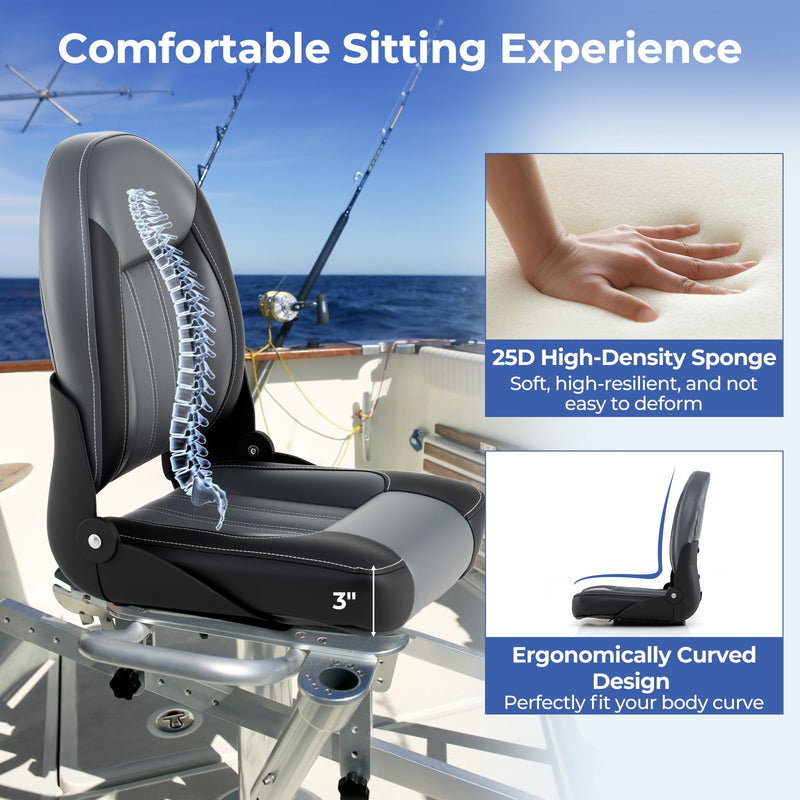 Load image into Gallery viewer, Goplus 2-Pack Folding High Back Boat Chairs | Waterproof PVC Leather Cabin Seating
