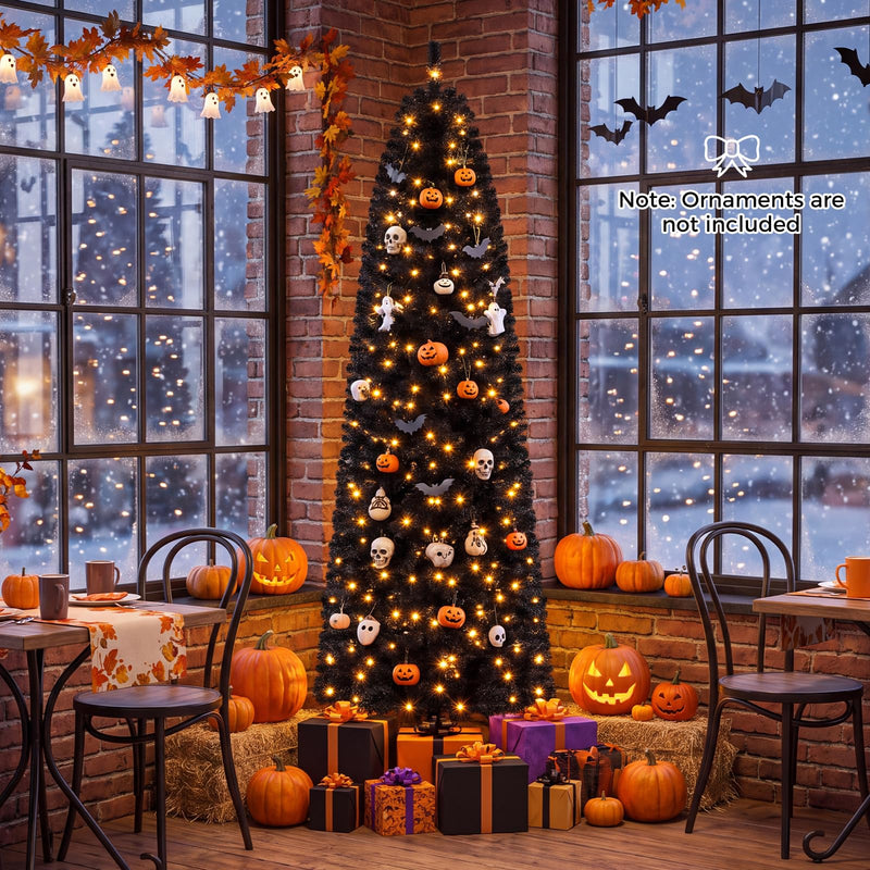 Load image into Gallery viewer, Goplus 7FT/8FT Pencil Christmas Tree with 8 Lighting Modes | Slim Artificial Fir Xmas Tree
