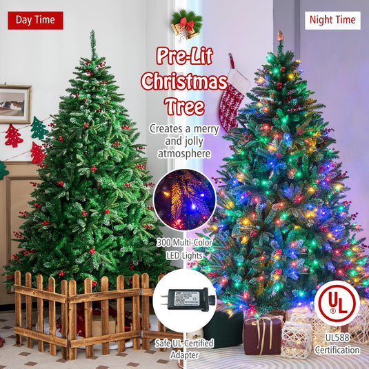 Goplus 6ft Pre-Lit Artificial Christmas Tree for Holiday Party Office Home Decor