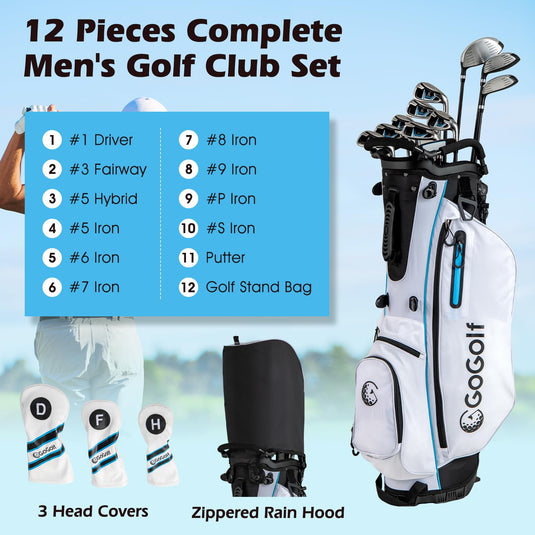 Goplus 12 Pieces Right Hand Golf Clubs Complete Golf Club Set for Men