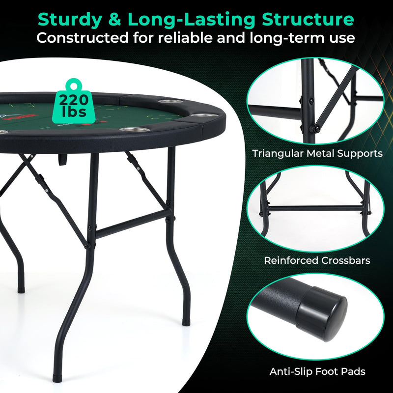 Load image into Gallery viewer, Goplus 48" 8 Player Round Casino Leisure Texas Holdem Game Table with Metal Legs
