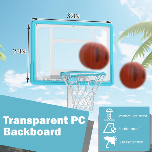 Goplus Poolside 3.1-4.1 FT Adjustable Height Basketball Goal with 32" Shatterproof Backboard