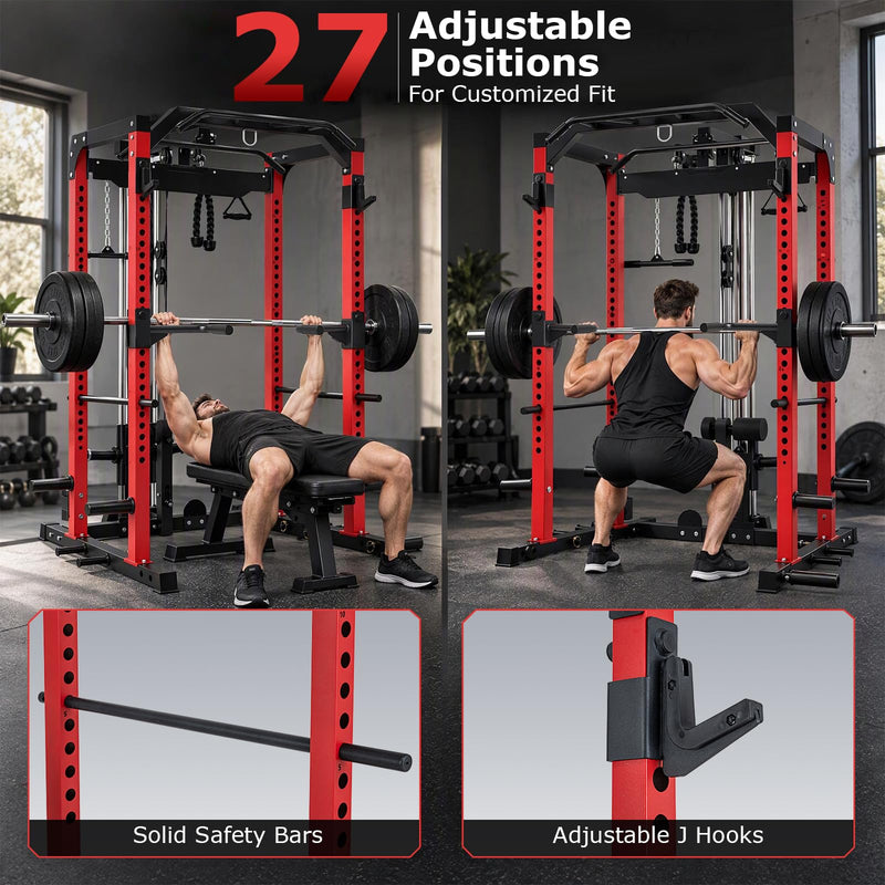Load image into Gallery viewer, Goplus 2000LBS Power Cage with Cable Crossover System Landmine Attachment for Home Gym Garage
