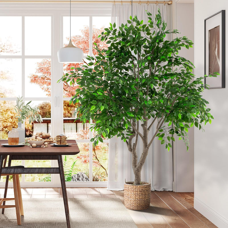 Load image into Gallery viewer, Goplus 8.2 FT Large Faux Greenery Tree with Cement-Filled Pot Realistic Trunk &amp; Moss

