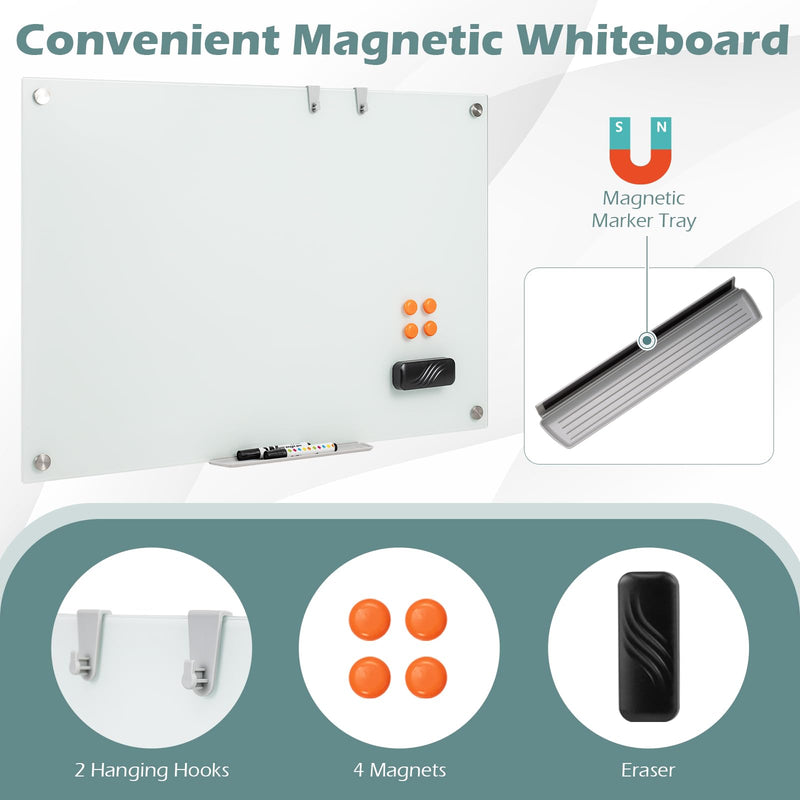 Load image into Gallery viewer, Goplus 36" x 24" Magnetic Glass Whiteboard Dry Erase Board with Eraser

