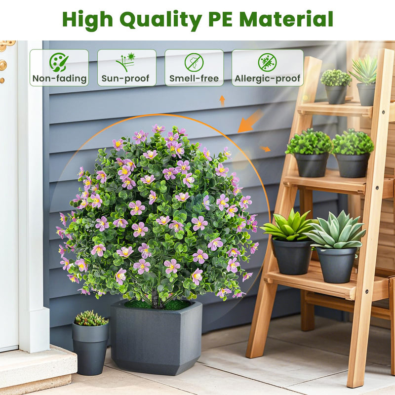 Load image into Gallery viewer, Goplus Set of 2 Faux Potted Plants Artificial Shrubs Bushes with Flowers
