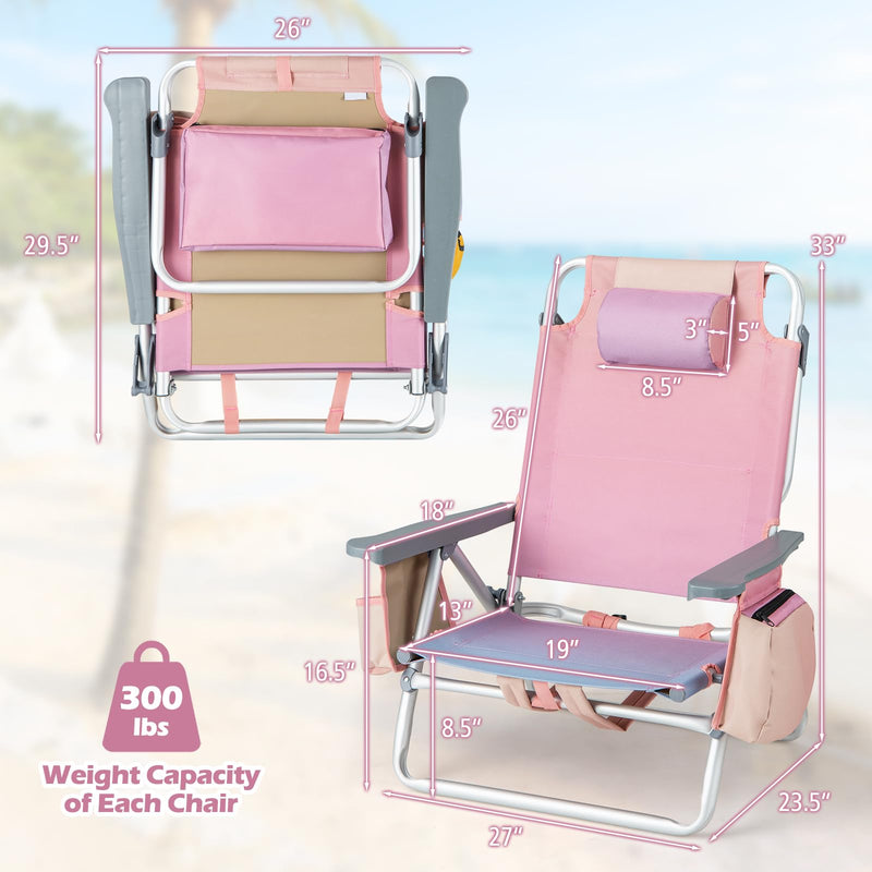 Load image into Gallery viewer, Goplus Backpack Beach Chairs, 4 Pcs Portable Camping Chairs with Cool Bag and Cup Holder
