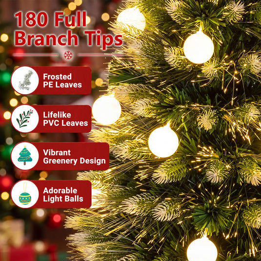Goplus 5ft Pre-Lit Fiber Optic Christmas Tree with 8 Lighting Modes & Star Tree Topper