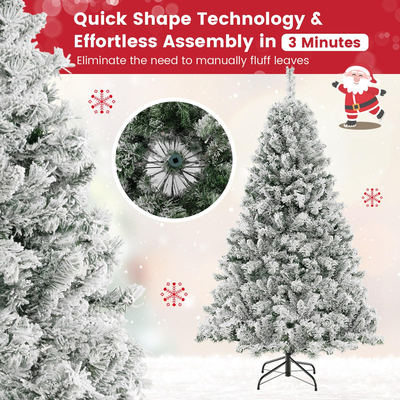 Load image into Gallery viewer, Goplus 3-Minute-Setup Pre-Lit Snow Flocked Christmas Tree Artificial Hinged Xmas Tree
