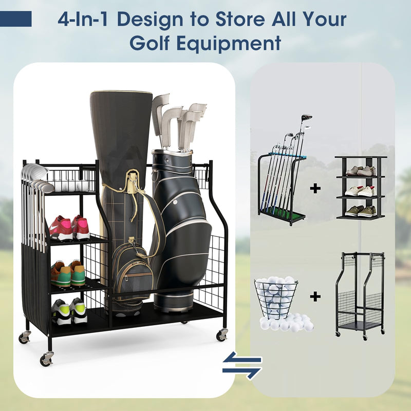 Load image into Gallery viewer, Goplus Golf Bags Storage Garage Organizer, Golf Bag Rack with Lockable Universal Wheels for Golf Clubs
