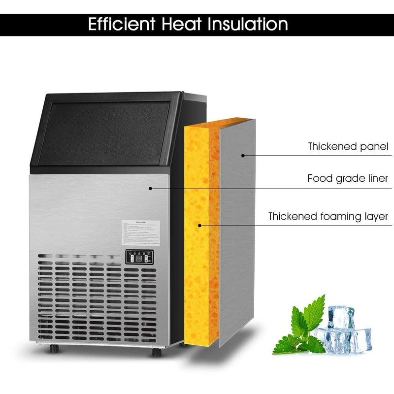 Load image into Gallery viewer, Commercial Home Ice Maker Machine, Built-in Stainless Steel Electric Ice Cube Maker, 33lbs Storage Capacity &amp; Ice Shovel
