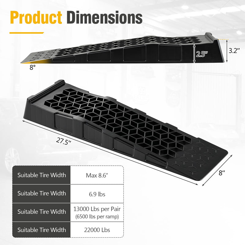Load image into Gallery viewer, Goplus 2-Pack 2.5"/6.4" Lift Low Profile Car Ramps | 22000 Lbs GVW Capacit
