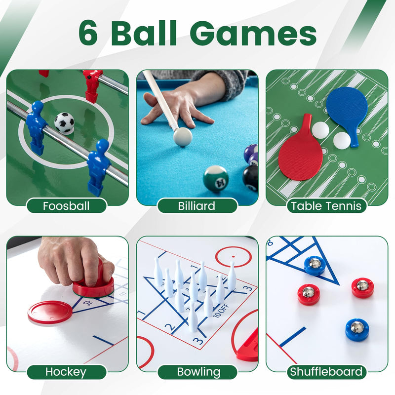 Load image into Gallery viewer, Goplus 12-in-1 Multi Game Table, Combo Game Table w/Foosball, Billiard, Table Tennis, Air Hockey, Bowling, Shuffleboard, Checkers, Chess, Backgammon
