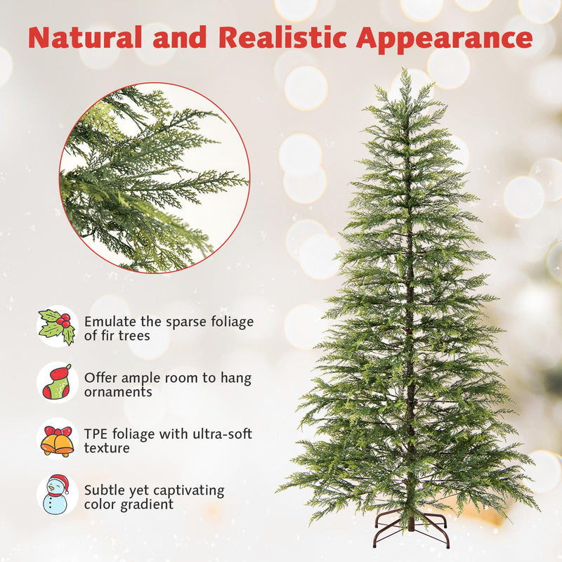 Load image into Gallery viewer, Goplus 6.5FT / 7.5FT Pre-Lit Hinged Sparse Xmas Fir Tree with Multicolored LED Lights
