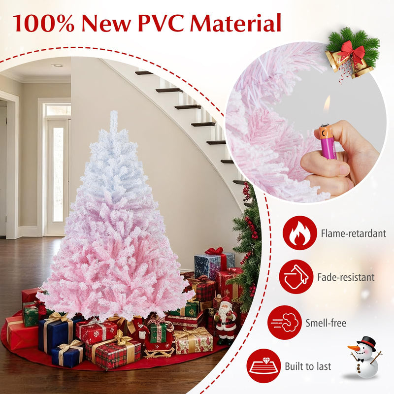 Load image into Gallery viewer, Goplus Pink Gradient &amp; White Snow Flocked Christmas Tree | Home Office Decoration
