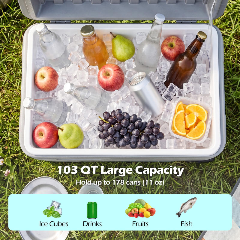 Load image into Gallery viewer, Goplus Portable Wheeled Ice Cooler All-Weather HDPE Ice Chest with Foldable Pull &amp; Carry Handles
