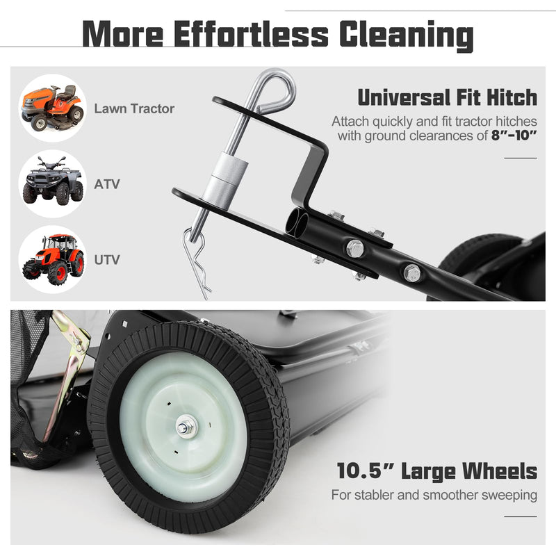 Load image into Gallery viewer, Goplus Lawn Sweeper Tow Behind with Large-Capacity Hopper Bag
