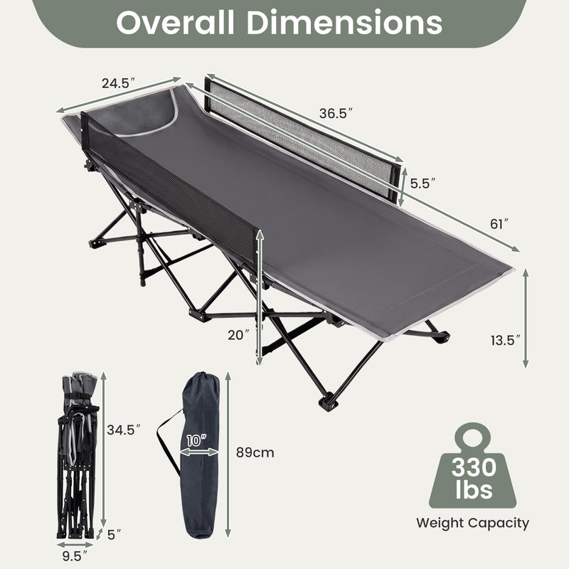 Load image into Gallery viewer, Goplus Foldable Kids Cot | Portable Travel Toddler Cot Bed with Guardrail for Outdoor Indoor
