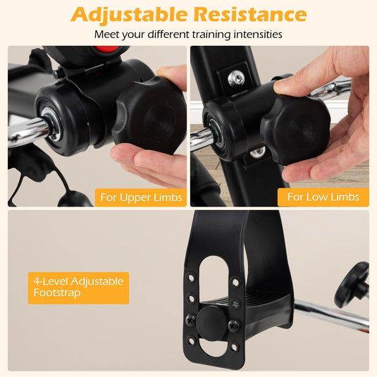 Pedal Exerciser with Adjustable Resistance for Arm and Leg Workout-Orange