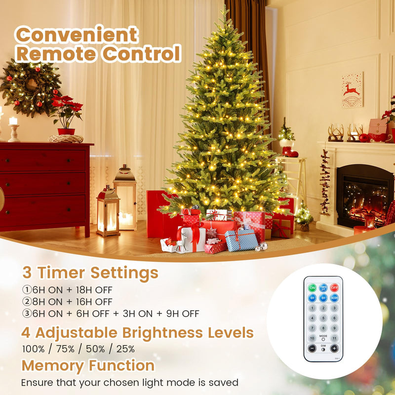 Load image into Gallery viewer, Goplus 7ft Hinged Xmas Full Tree with 470 Warm White &amp; Multicolored LED Lights
