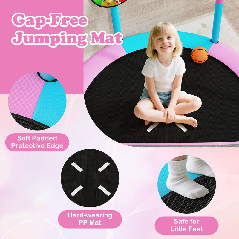 Load image into Gallery viewer, Goplus 60&quot; Toddler Recreational Trampoline with Basketball Hoop for 3-6 Years Old Kids
