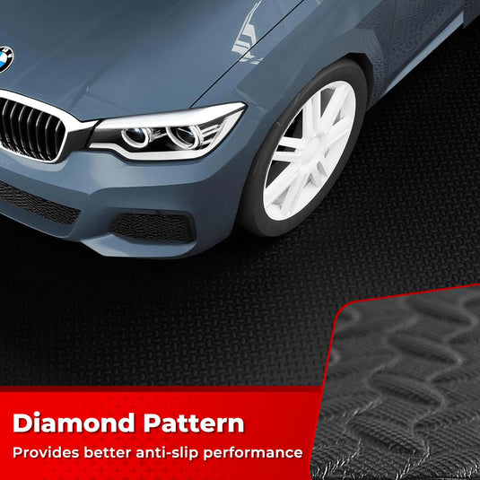 Goplus 4 PCS 7.7 x 3.8 FT Garage Floor Mats with 3D Diamond Textures