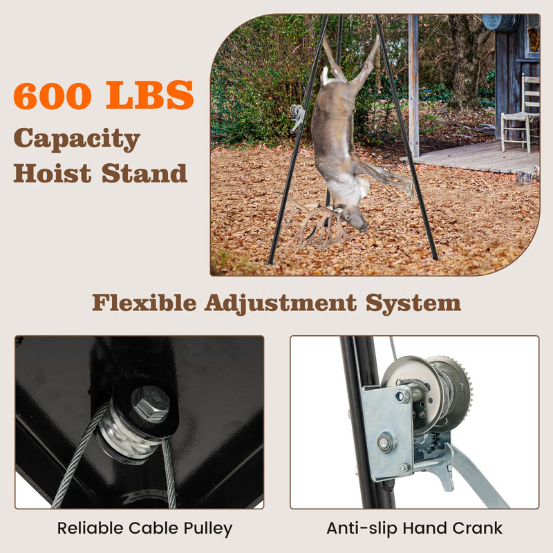 Load image into Gallery viewer, Goplus Tripod Game Hoist, 600 LBS Capacity Hunting Deer Stand with Adjustable Gambrel, Lifting Winch
