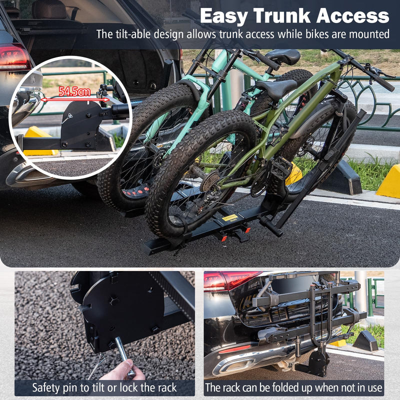 Load image into Gallery viewer, Goplus 2” Hitch Mount Bike Rack, 2 Bikes Platform Style Carrier w/Tilt-able Design for Easy Trunk Access
