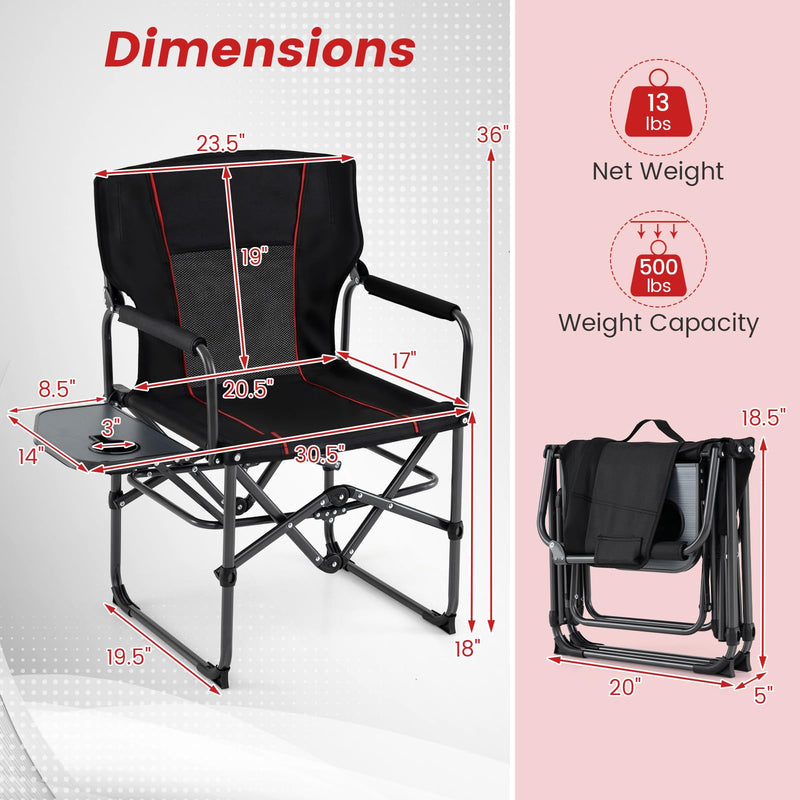 Load image into Gallery viewer, Goplus Heavy-Duty Director Chair with Side Table Cup Holder &amp; Carrying Bag
