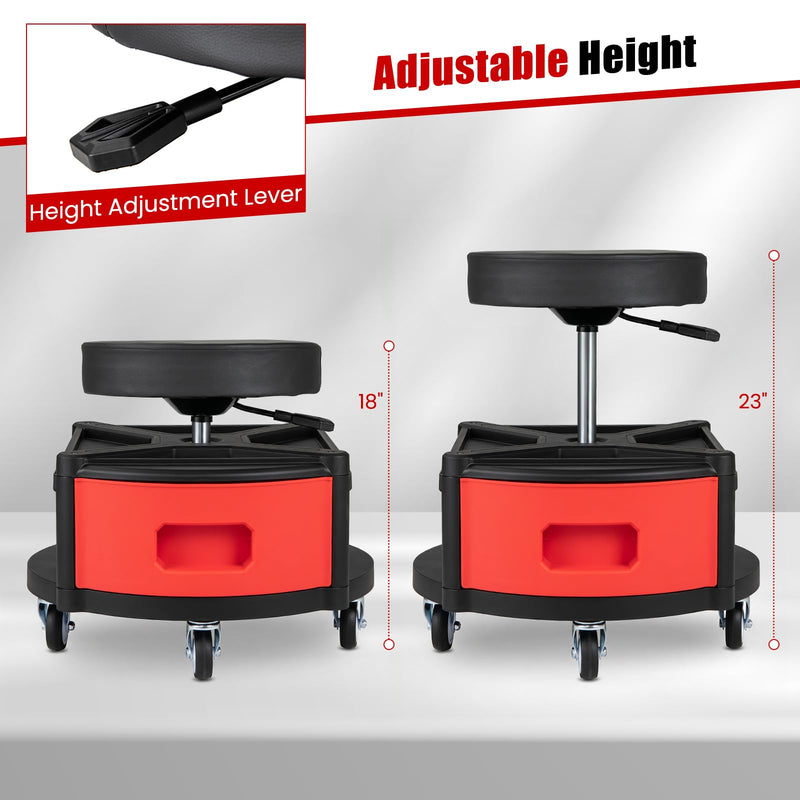 Load image into Gallery viewer, Goplus Rolling Mechanic Stool with Cushioned Seat with 3 Drawers and Tool Tray
