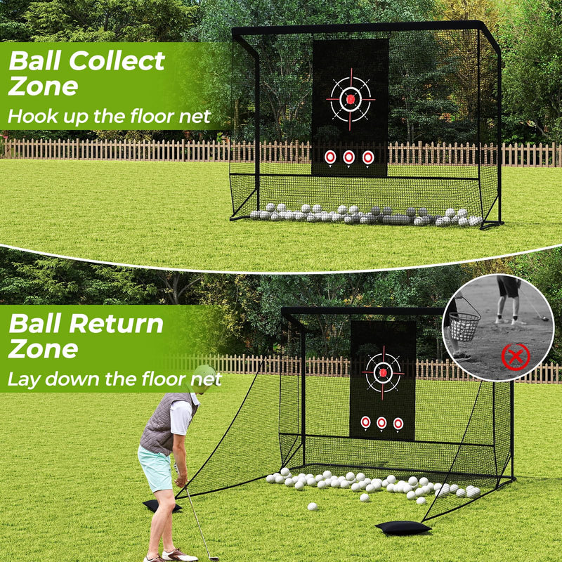 Load image into Gallery viewer, Goplus Golf Cage Practice Hitting Net Golfer Training Net w/Dual Side Barriers
