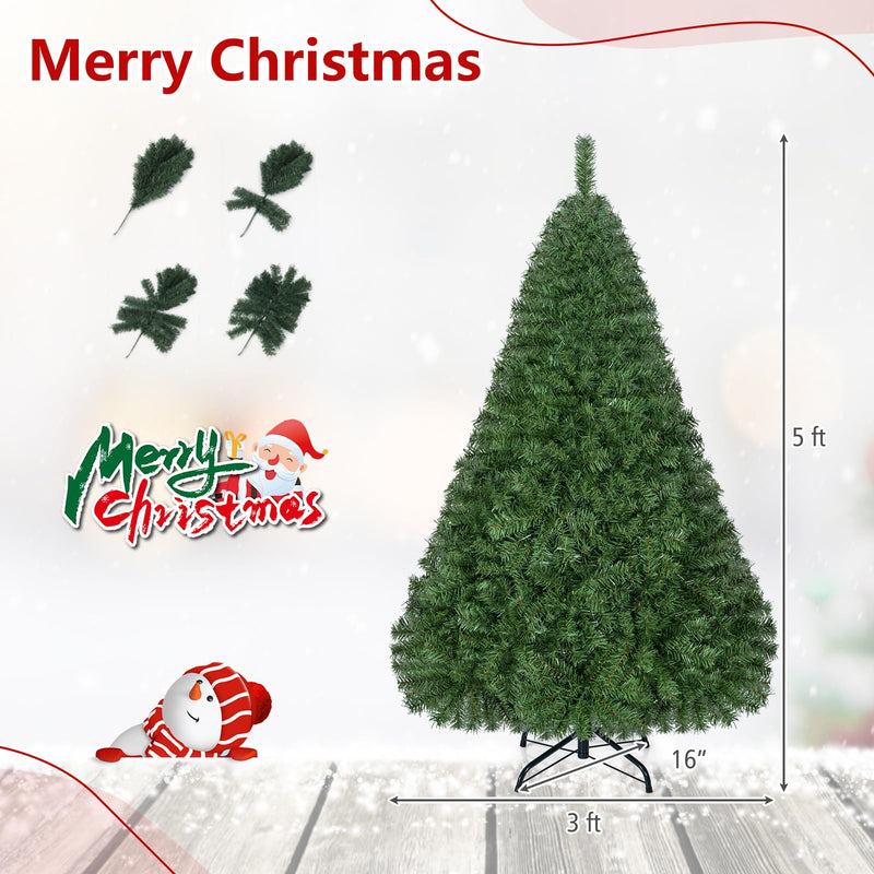 Load image into Gallery viewer, Goplus 5 FT Artificial Christmas Tree | Unlit Xmas Tree with 519 Full Branch Tips &amp; Folding Metal Stand
