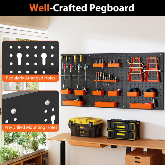 Goplus Pegboard Wall Organizer with Hammer Racks Tool Holders & Hooks