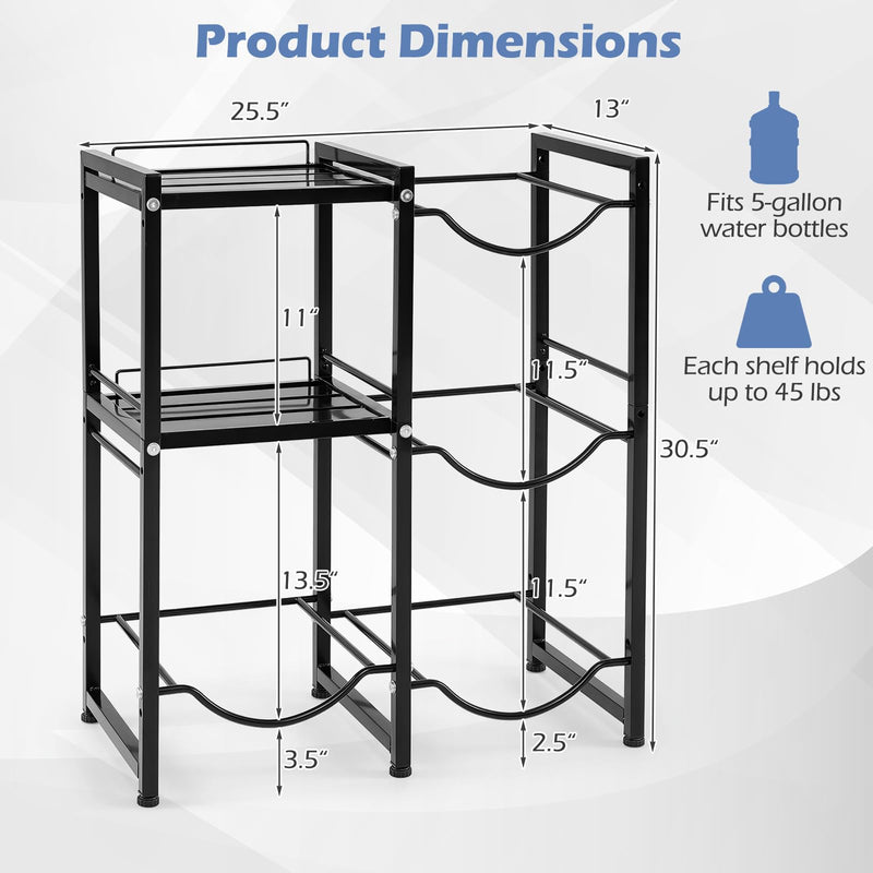 Load image into Gallery viewer, Goplus 3-Tier 5 Gallon Water Jug Holder with Shelves (Small Top Sheld)
