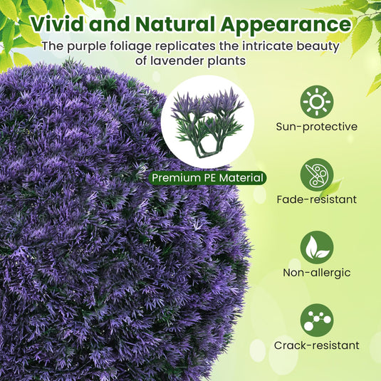 lavender ball plant Goplus 2 PCS 15 Inch Artificial Plant Topiary Ball Round Faux Lavender Balls Outdoor
