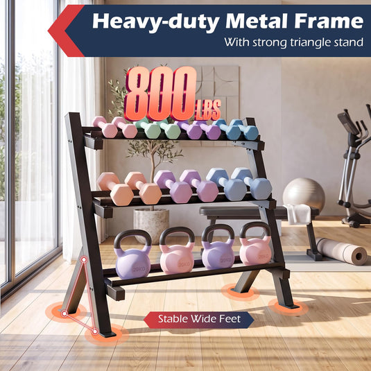 Goplus 3-Tier Adjustable Dumbbell Rack Stand Only for Home Gym Garage