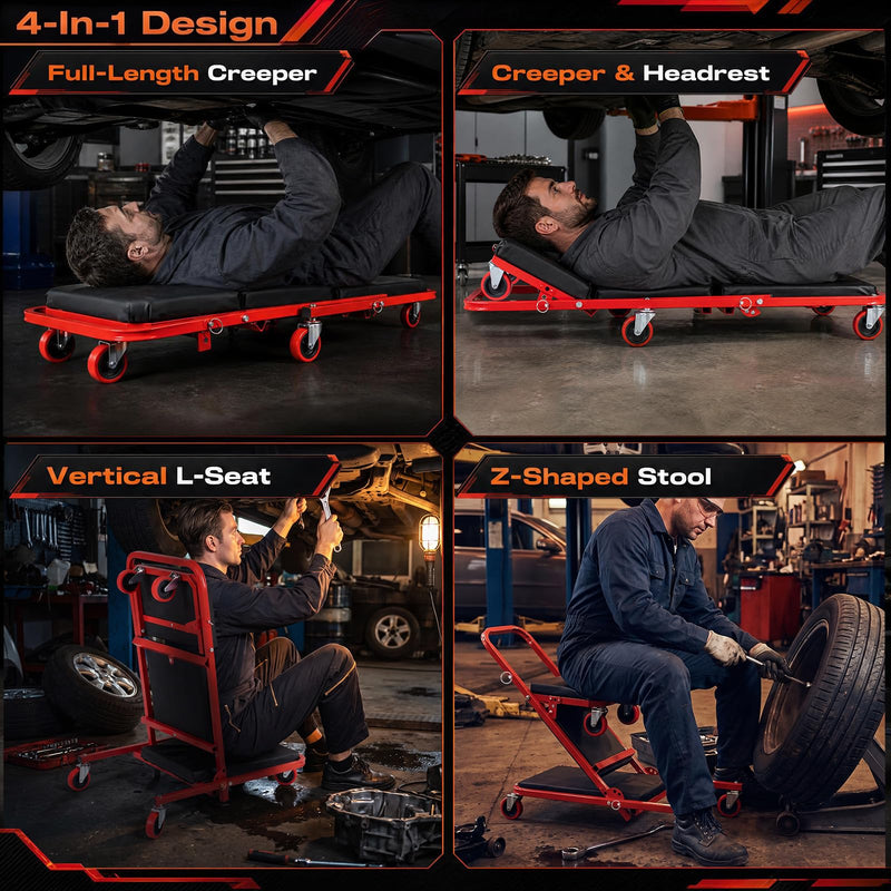 Load image into Gallery viewer, Goplus 41" Foldable Mechanic Creeper | 450 LBS Capacity Padded Z Garage Seat
