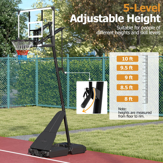 Gopplus Basketball Hoop Outdoor 8-10 FT Height Adjustable Portable Basketball Goal System