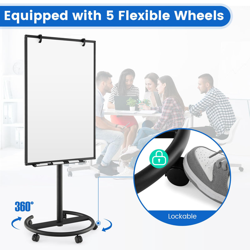 Load image into Gallery viewer, Goplus Mobile Whiteboard, 40&quot; x 26&quot; Height-Adjustable Dry Erase Board on Wheels
