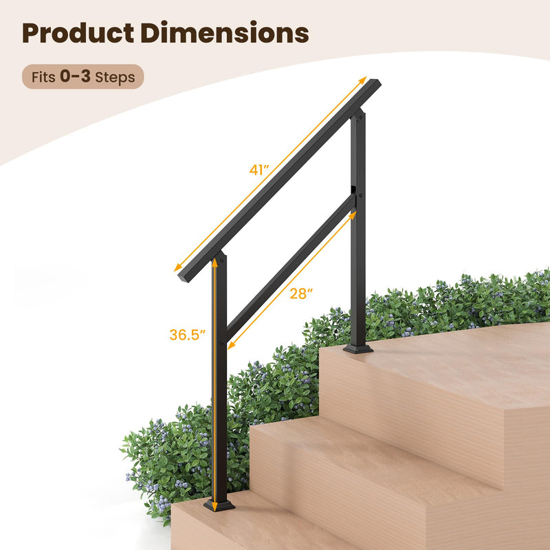 Load image into Gallery viewer, Goplus Handrail for Outdoor Steps Metal Hand Rail Fits 0-3 Steps
