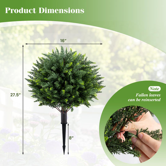 Goplus 27.5" Artificial Cypress Topiary Trees Set of 2 for Front Porch Patio Home Decoration