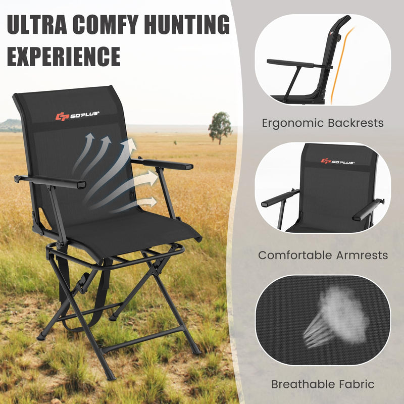 Load image into Gallery viewer, Goplus Hunting Chair, 360-Degree Swivel Hunting Blind Chair with Carrying Strap
