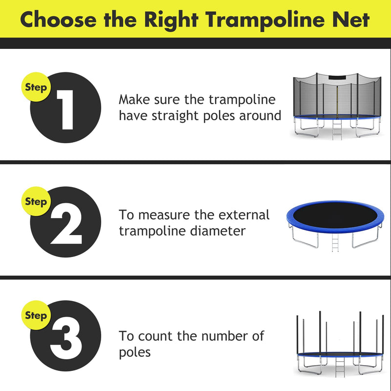Load image into Gallery viewer, Goplus Trampoline Safety Net for 8FT 10FT 12FT 14FT 15FT 16FT Round Frame Trampoline, Replacement Enclosure Net
