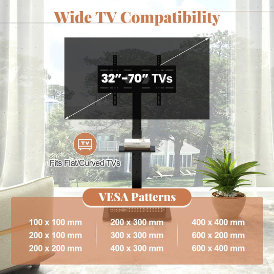 Perlegear Floor TV Stand with Power Outlet, Universal TV Stand for 32-75 inch TVs up to 110 lbs, Height Adjustable Standing TV Mount, Tall TV Mount with Wood Base, Max VESA 600x400mm Perlegear Floor TV Stand with Power Outlet, Universal TV Stand for 32-75 inch TVs up to 110 lbs, Height Adjustable Standing TV Mount, Tall TV Mount with Wood Base, Max VESA 600x400mm