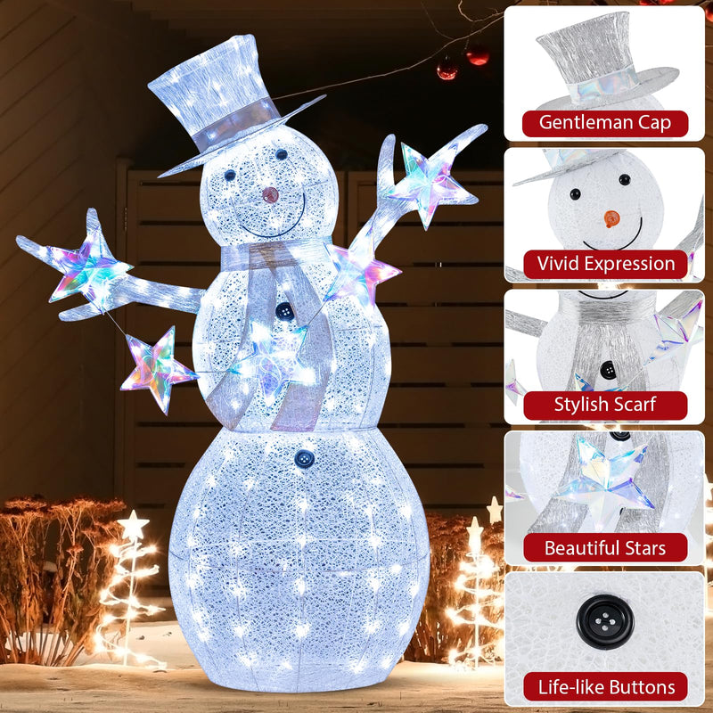 Load image into Gallery viewer, Goplus 5 FT Lighted Snowman Christmas Outdoor Decoration with Hat, Scarf &amp; Stars
