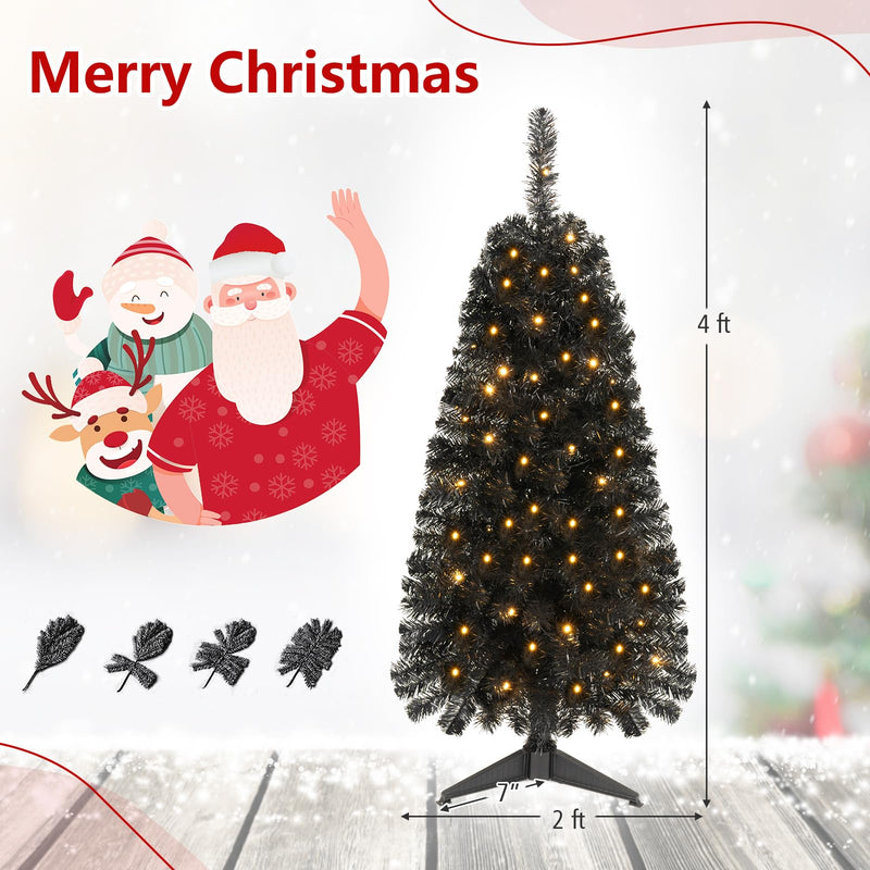 Load image into Gallery viewer, Goplus 4 ft Pre-Lit Christmas Tree with 110 Branch Tips 50 Warm White LED Lights &amp; Auto Timer
